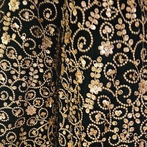 Elegant Emerald Black and Gold Embellished Maxi Skirt Lehenga